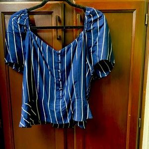 American Eagle Button Front Puff Sleeves Peasant Top XL